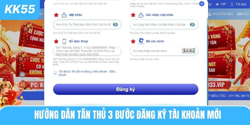 Hướng dẫn tân thủ 3 bước đăng ký tài khoản mới